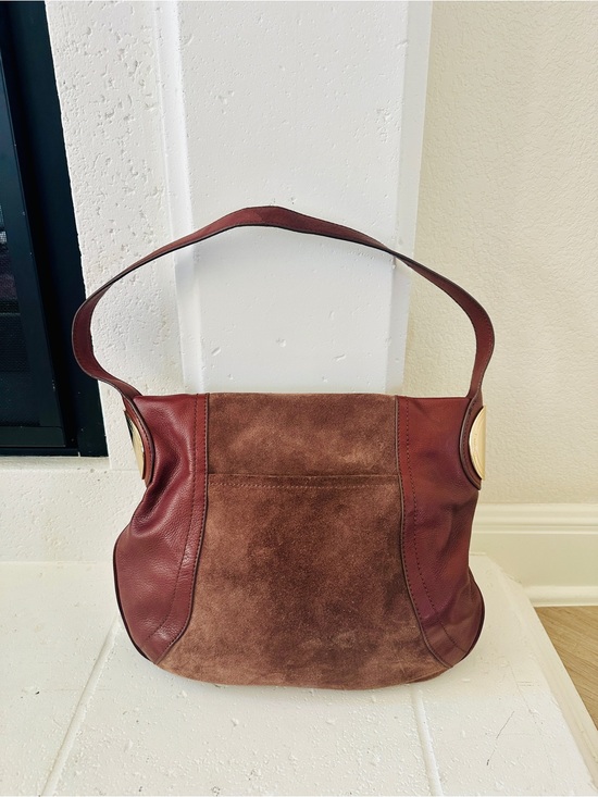 b. makowsky Handbags - b. makowsky Brown Suede & Leather Shoulder Bag